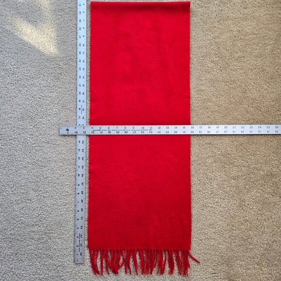 Red Woven Cashmere Scarf With Fringe - Picture 6 of 6